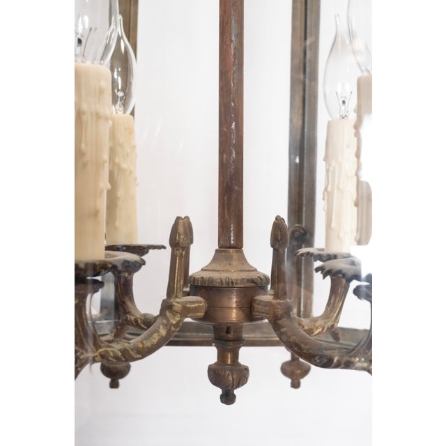 Metal 1900s Large Octagonal Glass Lantern For Sale - Image 7 of 10