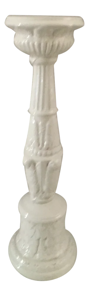 1990s Italian Acanthus Leaves Cream Porcelain Candle Holder
