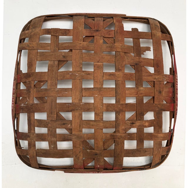 Wood Kentucky Burley Tobacco Basket With Original Red Rim, Horse Cave, C. 1880-1910 For Sale - Image 7 of 17
