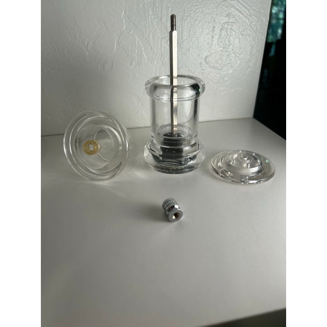 Transparent Vintage Olde Thompson Lucite Combination Salt Shaker and Pepper Grinder in One For Sale - Image 8 of 9