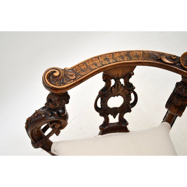 Carved Walnut Corner Chair, 1790s For Sale - Image 9 of 15