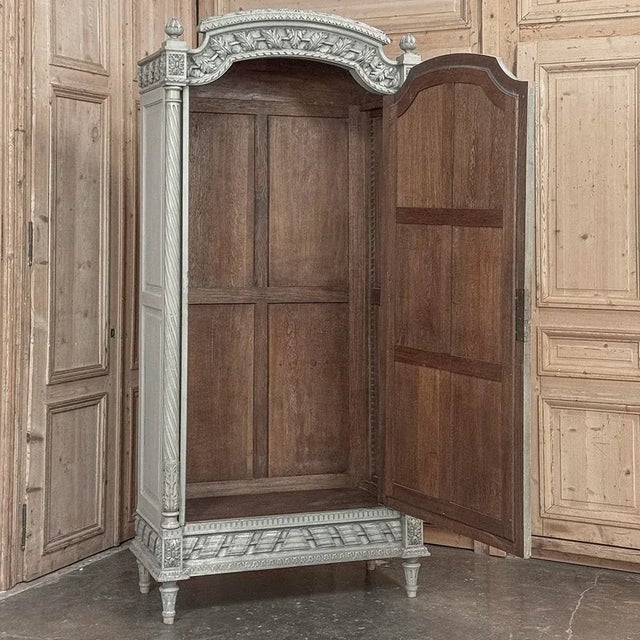 19th Century French Louis XVI Painted Armoire For Sale - Image 14 of 18