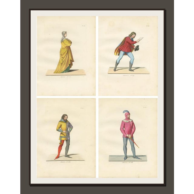 Gold Bonnard, Medieval Costumes, 1845, Prints, Set of 4 For Sale - Image 8 of 9