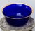 Glass Vintage Cobalt Blue Glass Bowl Gold Rim Textured Pebble Art Glass For Sale - Image 7 of 15