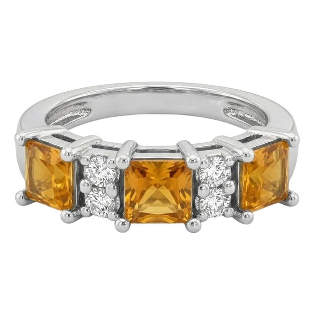 Citrine Cubic Zirconia Engaement Ring, Bridal Promise Gemstone Ring Us 7 For Sale