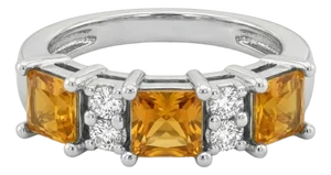 Citrine Cubic Zirconia Engaement Ring, Bridal Promise Gemstone Ring Us 7