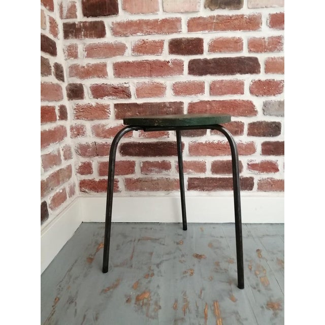 Mid-Century Modern Vintage Industrial Black Stool For Sale - Image 3 of 18