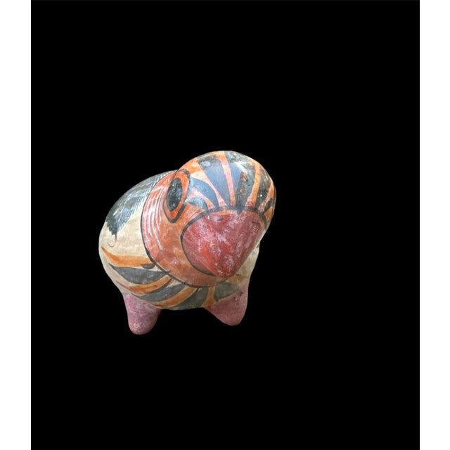 Hand painted Tonala Pottery Bird. Natural terracotta orange with gray. Feather brush strokes on throat and head. Vintage...