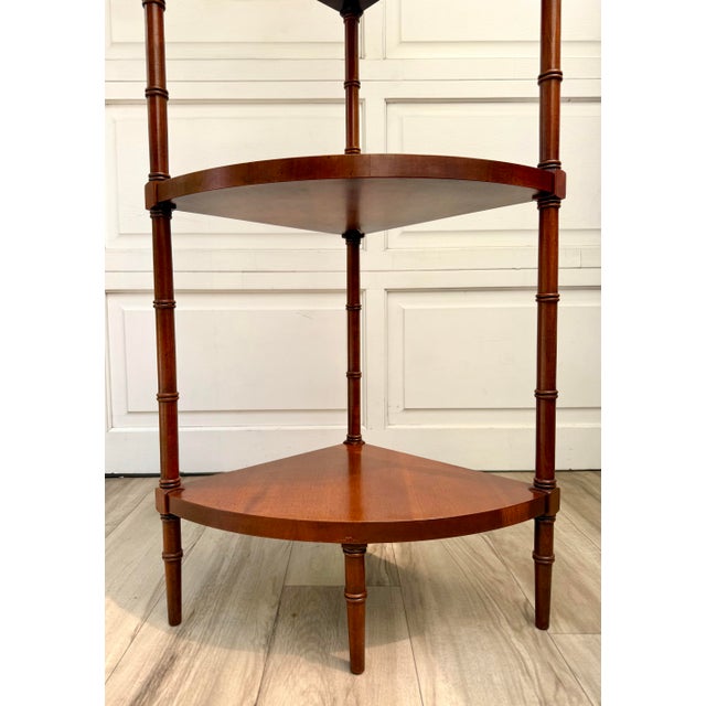 Wood English Traditional Faux Bamboo Five-Tier Corner Étagère For Sale - Image 7 of 14