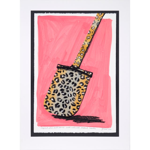 Vivid and dynamic painting of a leopard print shovel by Marc Foster Grant (American, b. 1947). Playful depiction of a...