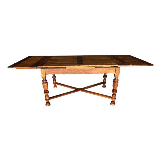 1920s Beautiful Unique Solid Mahogany Draw Leaf Table For Sale