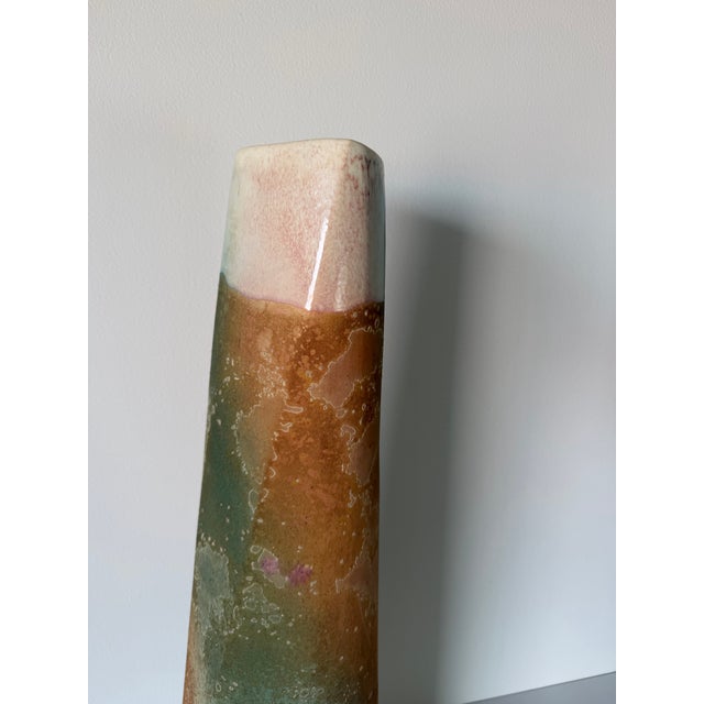 Ceramic 1980s Vintage Tony Evans Raku Studio Pottery Tall Vase For Sale - Image 7 of 12