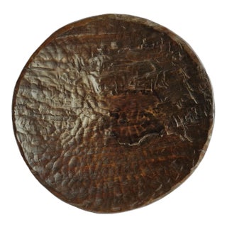 Large Vintage Tharus Nepalese Rustic Wood Plate For Sale