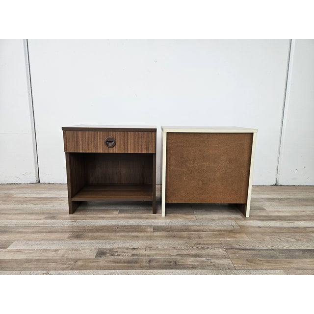 Mid-Century Modern Linear and Compact Bedside Tables, 1960, Set of 2 For Sale - Image 3 of 18