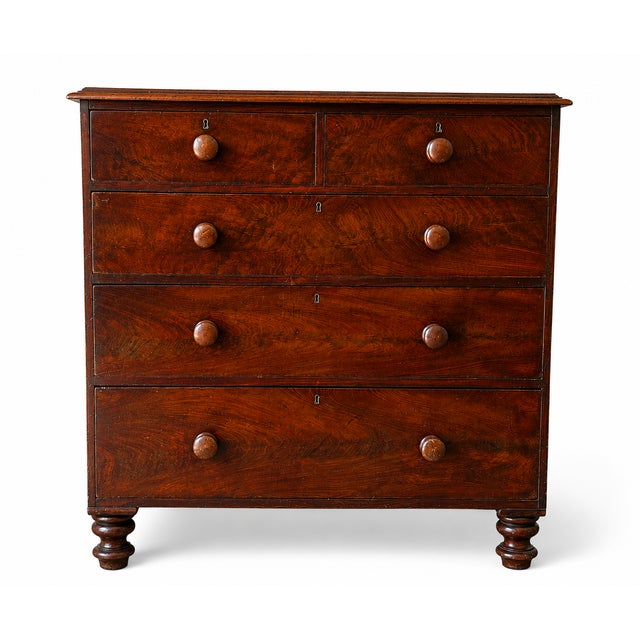 Early Victorian Figured Mahogany Chest of Drawers, 1840s For Sale - Image 12 of 12