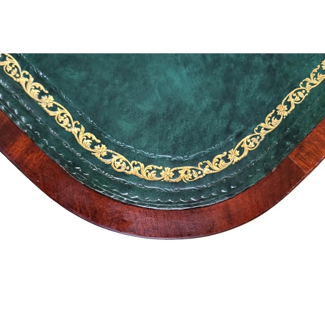 Antique American 19th C Regency Mahogany Flip Top Leather Game Table & Console For Sale - Image 12 of 18