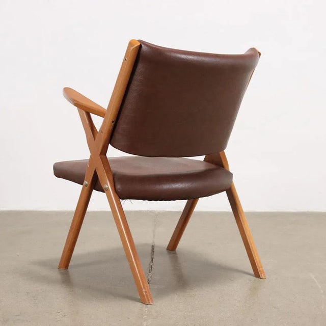 Brown Italian Armchair in Leatherette, 1960s For Sale - Image 8 of 10