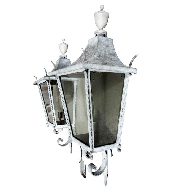 American Pair of Classical Style Exterior Wall Lanterns For Sale - Image 3 of 6