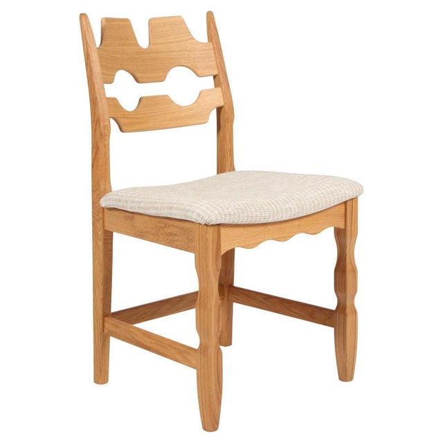 White Razorblade Dining Chair in Oak attributed to Henning Kjærnulf, Denmark For Sale - Image 8 of 8