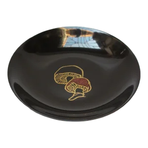 Mid-Century Black Resin Inlaid "Mushroom" Plate by Couroc