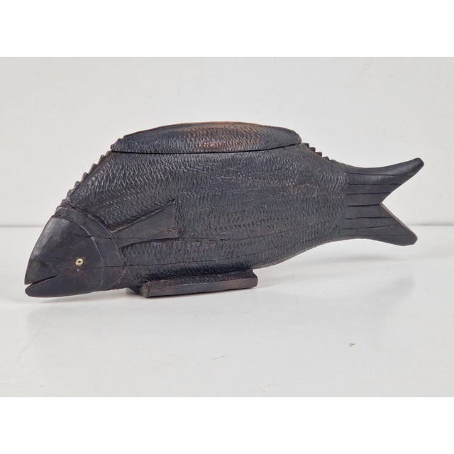 Vintage African Fish in Hand Carved Ebony Wood, 1950s For Sale - Image 11 of 13