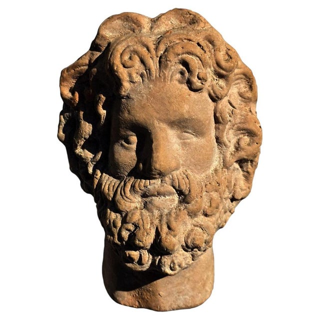 Small Terracotta Head of Zeus, 1900 For Sale - Image 6 of 6