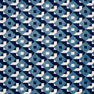 Schumacher x Johnson Hartig Dazzle Ship Velvet Fabric in Azure For Sale