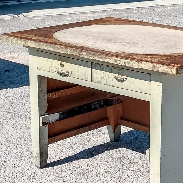 Wood Artisan Workshop Desk with 19th-Century Stone Top For Sale - Image 7 of 18