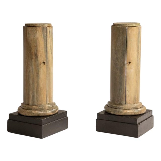 Vintage Empire-Style Column Cabinets from Lombard, 1960s, Set of 2 For Sale