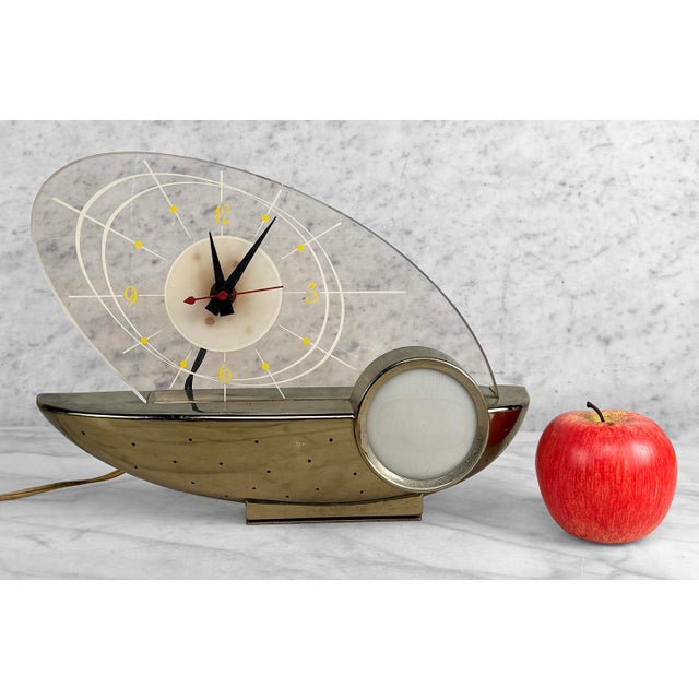 - Original 1950's Atomic Mantle Clock - Originally an Advertising Piece for Schaffer Beer - Stripped of its Advertising...