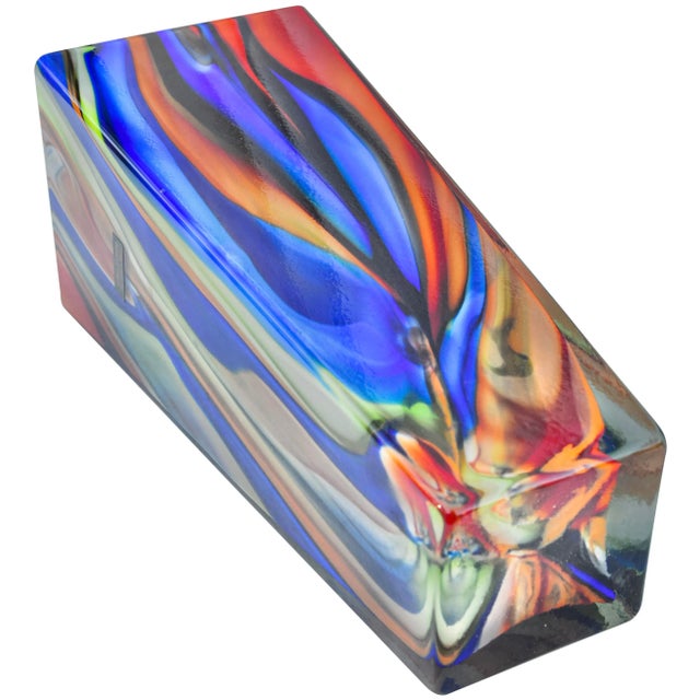 Mid 20th Century Vintage Hand-Crafted Colorful Glass Vase For Sale - Image 5 of 8