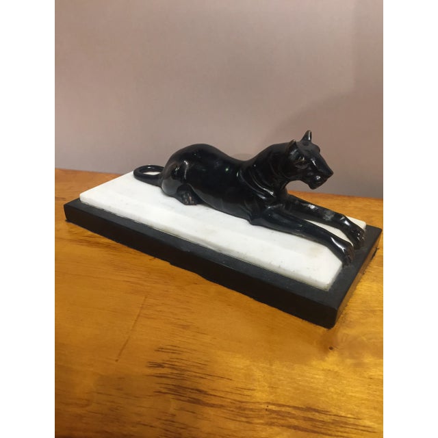 Black Bronze Black Panther on Marble Base For Sale - Image 8 of 8
