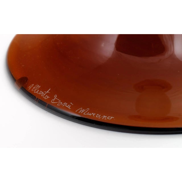 Murano Amber & "Avventurina" Glass Candlesticks - a Pair For Sale - Image 10 of 10