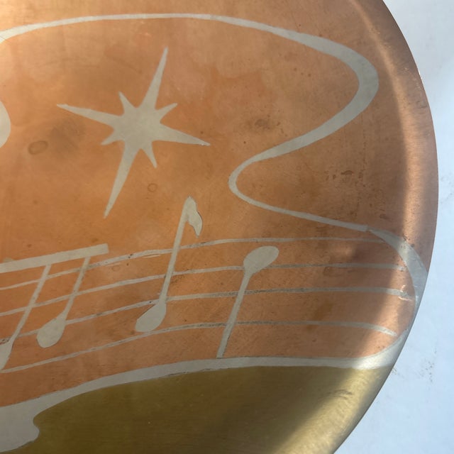 An exceptional mid-century modern 'Metales Casados' (married metals) round serving tray by the designer Blanche, crafted...