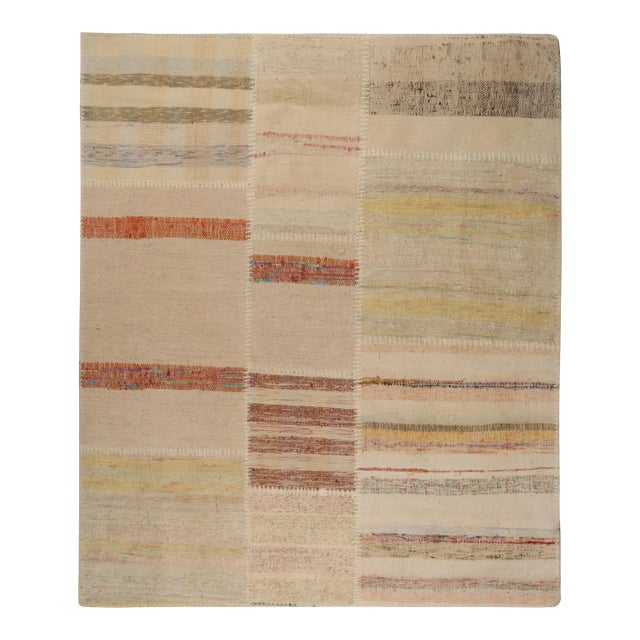 Rug & Kilim’s Patchwork Kilim Runner in Polychromatic Stripes For Sale