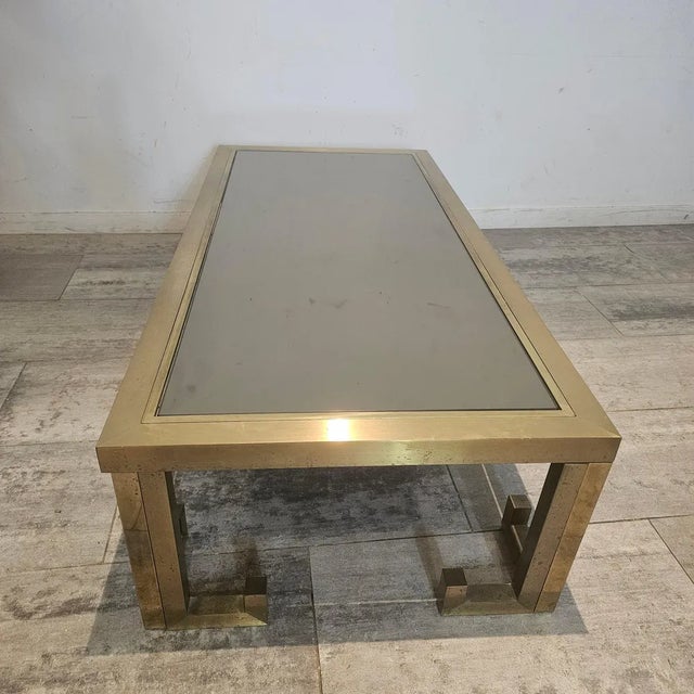 Metal Full Brass Greek Key Coffee Table, 1975 For Sale - Image 7 of 10