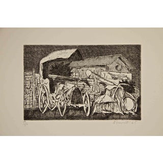 Armando Buratti, Clunker and Shack, Etching, 1965 For Sale