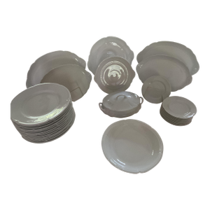 1970’s Vintage/New Royal Limoges La Fayette White European Dinner Service- 44 Pieces