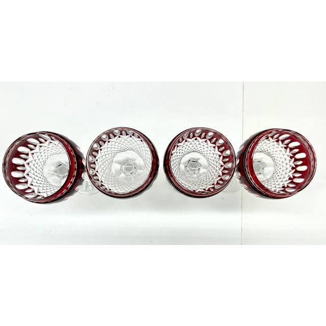 Vintage Waterford Crystal Clarendon Ruby Wine Hock Glasses - Set of 4 For Sale In Detroit - Image 6 of 10