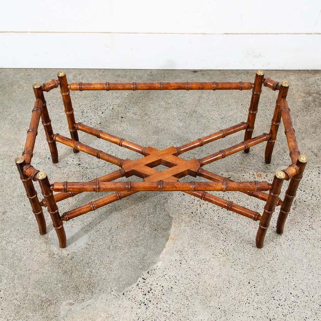 1960s Mid Century Modern Cocktail Table Coffee Side End Glass Brass Gold Bamboo For Sale In Sacramento - Image 6 of 11