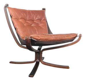Mid 20th Century Lowback Falcon Chair in Cognac Leather by Sigurd Ressell