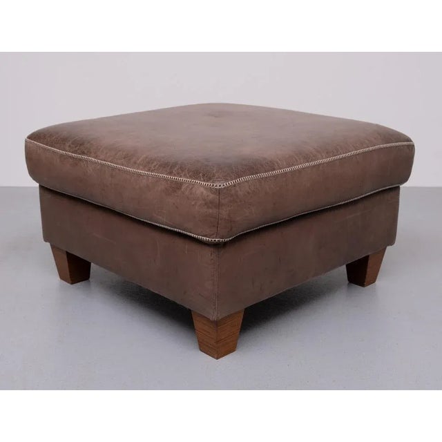 Stich Leather Ottoman, 1970s For Sale - Image 9 of 9