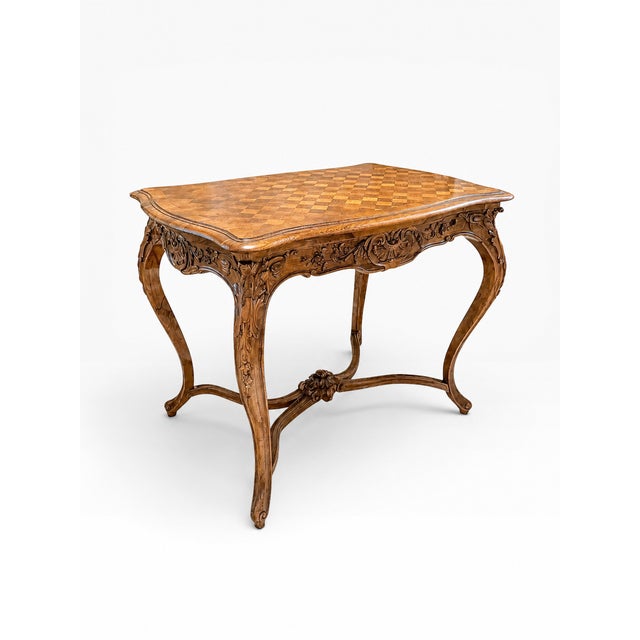 Antique French Louis XV Style Carved Walnut Table – Handled by Camard France For Sale - Image 4 of 13