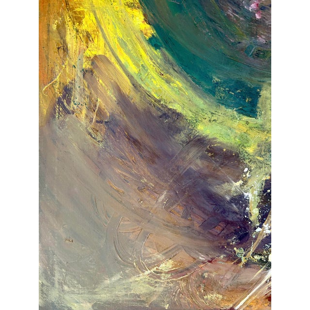 Yellow Contemporary Abstract Expressionist Painting Signed Diana '09 For Sale - Image 8 of 12