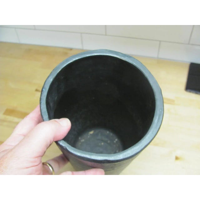 Zanesville Pottery Model #4012 Matte Black Ribbed Cylinder Vase 1940s For Sale In Providence - Image 6 of 8