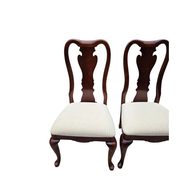 Thomasville 1990s Pair Thomasville Collectors Cherry Queen Ann Dining Room Side Chairs For Sale - Image 4 of 13