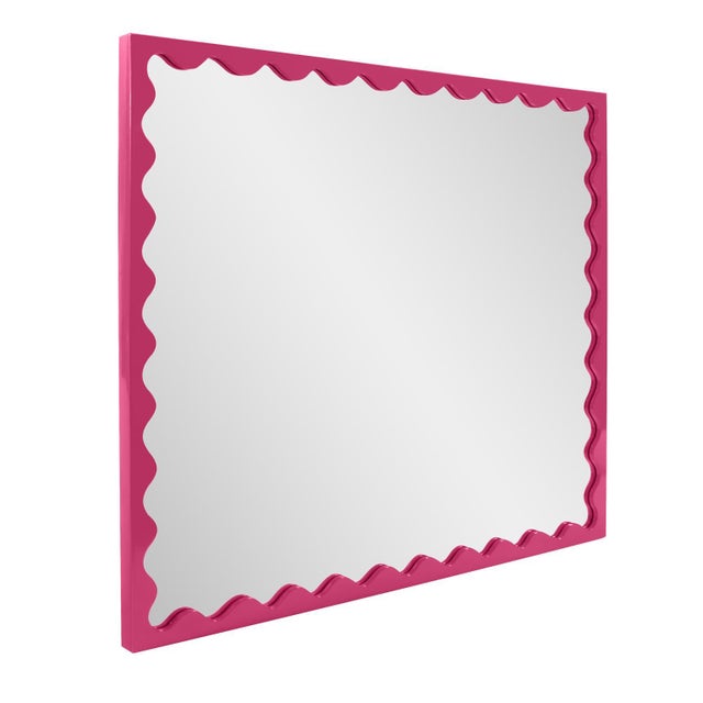 2020s Scalloped Pink Rectangle Mirror For Sale - Image 5 of 6