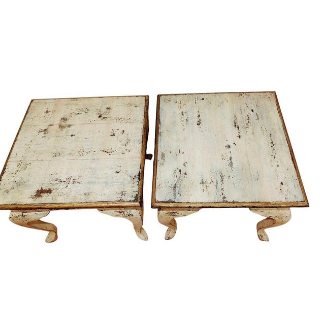 Antique French Provincial Distressed Side Tables Set For Sale - Image 4 of 9