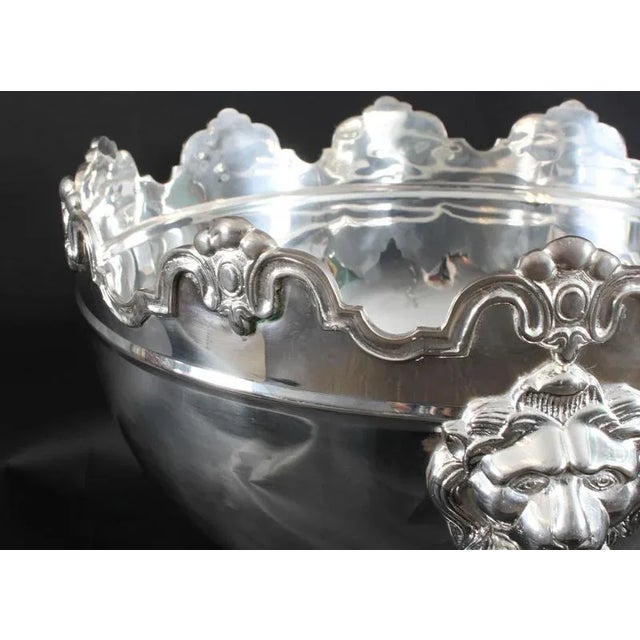 Gold Large Vintage Silver Plate Monteith Punch Bowl, 1980s For Sale - Image 8 of 17