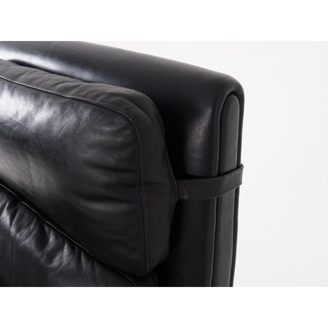 Danish Black Leather Armchair, 1970s For Sale - Image 15 of 18